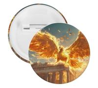 The Golden Wings Phoenixs Round Tinplate Brooches Colorful Fashion Button Pins Badge for Backpacks Shirts Scarf