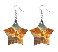 The Golden Wings Phoenixs Trendy Wooden Earrings for Women Boho Charms Studs Lightweight Dangle Drop Pendant Love