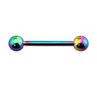 The Goldmine - 1 single Rainbow IP over 316L Surgical Stainless Steel Barbell 14GA (1.6mm) 1/2"(12mm) Bar 5mm Balls