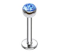The Goldmine - 4mm Light Blue Crystal Top Ball Labret/Monroe/Madonna Piercing 316L Surgical Stainless Steel - 16GA(1.2mm) 5/16"(8mm) bar - FREE UK Delivery