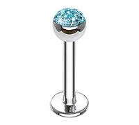 The Goldmine - 4mm Turquoise Crystal Top Ball Labret/Monroe/Madonna Piercing 316L Surgical Stainless Steel - 16GA(1.2mm) 5/16"(8mm) bar - FREE UK Delivery