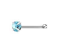 The Goldmine - 925 Sterling Silver 22GA(0.65mm) Nose Bone Stud with 2.5mm 4-Claw-Set CZ