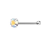 The Goldmine - 925 Sterling Silver 22GA(0.65mm) Nose Bone Stud with 2.5mm 4-Claw-Set CZ