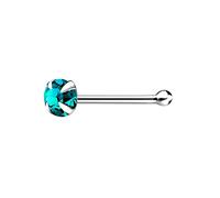 The Goldmine - 925 Sterling Silver 22GA(0.65mm) Nose Bone Stud with 2.5mm 4-Claw-Set CZ