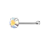 The Goldmine - 925 Sterling Silver 22GA(0.65mm) Nose Bone Stud with large 3mm 4-Claw-Set CZ