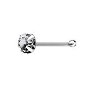 The Goldmine - 925 Sterling Silver 22GA(0.65mm) Nose Bone Stud with large 3mm 4-Claw-Set CZ