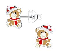 The Goldmine - 925 Sterling Silver Christmas Stud Earrings (09: Lt Brown X-Mas Teddy (17263))