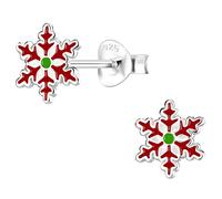 The Goldmine - 925 Sterling Silver Christmas Stud Earrings (32: Red Snowflake (10552))