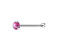 The Goldmine - 925 Sterling Silver Nose Bone Stud with Small 2mm Claw-Set CZ