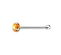 The Goldmine - 925 Sterling Silver Nose Bone Stud with Small 2mm Claw-Set CZ, Orange