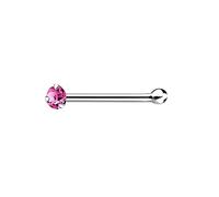 The Goldmine - 925 Sterling Silver Nose Bone Stud with Tiny 1.5mm Claw-Set CZ