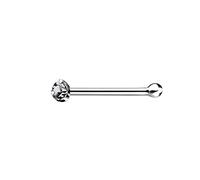 The Goldmine - 925 Sterling Silver Nose Bone Stud with Tiny 1.5mm Claw-Set CZ