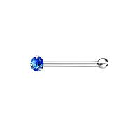 The Goldmine - 925 Sterling Silver Nose Bone Stud with Tiny 1.5mm Claw-Set CZ