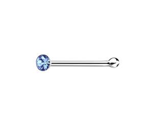 The Goldmine - 925 Sterling Silver Nose Bone Stud with Tiny 1.5mm CZ - FREE UK Delivery