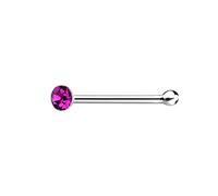The Goldmine - 925 Sterling Silver Nose Bone Stud with Tiny 1.5mm CZ - FREE UK Delivery (Fuchsia)