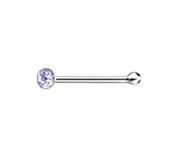 The Goldmine - 925 Sterling Silver Nose Bone Stud with Tiny 1.5mm CZ - FREE UK Delivery (Violet)