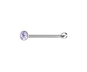 The Goldmine - 925 Sterling Silver Nose Bone Stud with Tiny 1.5mm CZ - FREE UK Delivery (Violet)