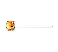 The Goldmine - 925 Sterling Silver Nose Stud with 2.5mm Claw-Set Crystal, Orange