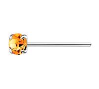 The Goldmine - 925 Sterling Silver Nose Stud with 3mm Claw-Set Crystal, Orange