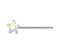 The Goldmine - 925 Sterling Silver Nose Stud with 3mm CZ Star (Crystal AB - Aurora Borealis)