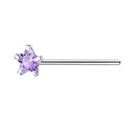 The Goldmine - 925 Sterling Silver Nose Stud with 3mm CZ Star (Lavender)