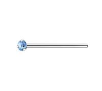 The Goldmine - 925 Sterling Silver Nose Stud with Tiny 1.5mm Claw-Set Micro CZ, Light Sapphire (Light Blue)
