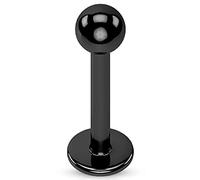 The Goldmine - Black IP over 316L Surgical Stainless Steel Labret Piercing - 14GA(1.6mm) 1/4"(6mm) bar, 3mm ball