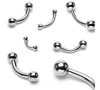 The Goldmine - Curved 316L Surgical Stainless Steel Barbell - 16GA (1.2mm) 3/8"(10mm) Bar with 5mm Balls