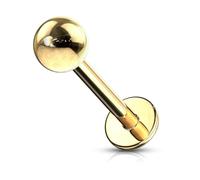 The Goldmine - Gold Ion Plated over 316L Surgical Stainless Steel Labret/Monroe/Cartilage/Tragus Piercing (1.6 x 6 x 3mm)