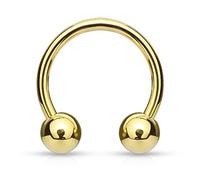 The Goldmine - Gold Plated over 316L Surgical Stainless Steel Circular Horseshoe Barbell (6 x 12 x 10mm)