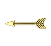 The Goldmine - Golden Arrow Nipple Piercing - 14GA(1.6mm) 12mm Stainless Steel Bar - Nipple Ring
