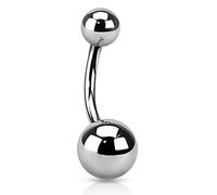 The Goldmine - Plain Belly Piercing 316L Surgical Stainless Steel Bar - 16GA(1.2mm), 5/16"(8mm) bar, 4+6mm balls