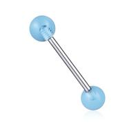 The Goldmine - Single Straight 14GA (1.6mm) 16mm Length Barbell with Aqua Light Blue 5mm Acrylic Balls * 316L Surgical Stainless Steel Bar