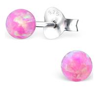 The Goldmine - Small 4mm 925 Sterling Silver and Pink Opal Ball shaped Stud Earrings