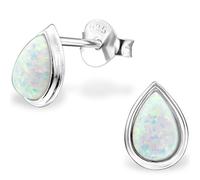 The Goldmine - Small 925 Sterling Silver and Opal Drop shaped Stud Earrings