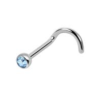 The Goldmine - Stainless Steel Nose Stud with Small 2mm Crystal - 20GA(0.8mm) Screw Shape (C-Shape) Pin