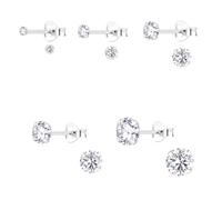 The Goldmine * Sterling Silver CZ Stud Earrings * Choose 1 Pair or 3-Pair Multi-Size Set - Multiple Sizes & Colours * Gift Boxed (Clear - April Birthstone, 1 Pair 2mm)