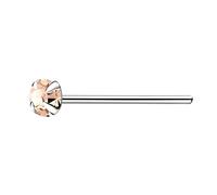 The Goldmine - Straight 925 Sterling Silver Nose Stud with 2.5mm 4-Claw-Set CZ - FREE UK Delivery