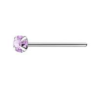 The Goldmine - Straight 925 Sterling Silver Nose Stud with 2.5mm 4-Claw-Set CZ - FREE UK Delivery