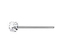 The Goldmine - Straight 925 Sterling Silver Nose Stud with 2.5mm 4-Claw-Set CZ - FREE UK Delivery