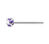 The Goldmine - Straight 925 Sterling Silver Nose Stud with 2.5mm 4-Claw-Set CZ - FREE UK Delivery