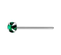 The Goldmine - Straight 925 Sterling Silver Nose Stud with 2.5mm 4-Claw-Set CZ - FREE UK Delivery