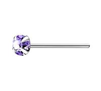 The Goldmine - Straight 925 Sterling Silver Nose Stud with large 3mm 4-Claw-Set CZ