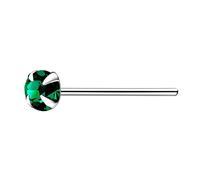 The Goldmine - Straight 925 Sterling Silver Nose Stud with large 3mm 4-Claw-Set CZ