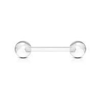 The Goldmine UK - Bio Flex Flexible Non-Metal Barbell 14GA (1.6mm) 5/8"(16mm) Bar with Clear Colour Acrylic 6mm Balls - free UK delivery