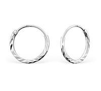 The Goldmine - Very Small 12mm Hinged Diamond Cut Sleeper Earrings - 925 Sterling Silver