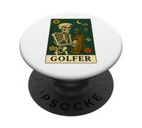 The Golfer Tarot Card Skeleton Vintage Gothic Golf Art PopSockets Adhesive PopGrip