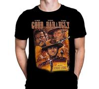 The Good Bad and Ugly Mens T-Shirt Gothic Horror Print, Black Cotton T-Shirt, Movie Poster Tee