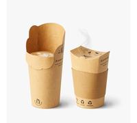 The Good Cup 12oz Disposable Kraft Cup/Sleeve Bundle. Pk 25/50 Certified Home compostable and Recyclable in The Paper Stream with Integrated lid. Made from FSC Paperboard, No PE/PLA Lining (25)