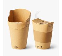 The Good Cup 16oz Disposable Kraft Cup/Sleeve Bundle. Pk 25/50 Certified Home compostable and Recyclable in The Paper Stream with Integrated lid. Made from FSC Paperboard, No PE/PLA Lining (45)
